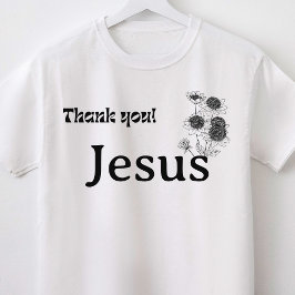 イエス様ありがとうお花のデザインのクリスチャングッズ Tシャツ
