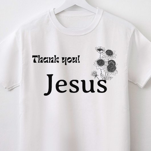 イエス様ありがとうお花のデザインのクリスチャングッズ Tシャツ