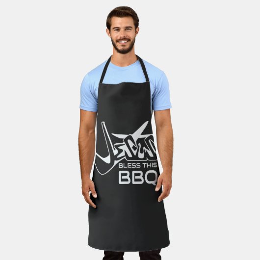 イエス様がこのBBQを祝福しますように エプロン (着用した状態)