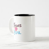 イエス様がピンクのハート ツートーンマグカップ (正面左)