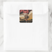 イエス様が十字架に乗った木製のロザリオ スクエアシール (バッグ)