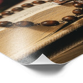 イエス様が十字架に乗った木製のロザリオ フォトプリント            (角)