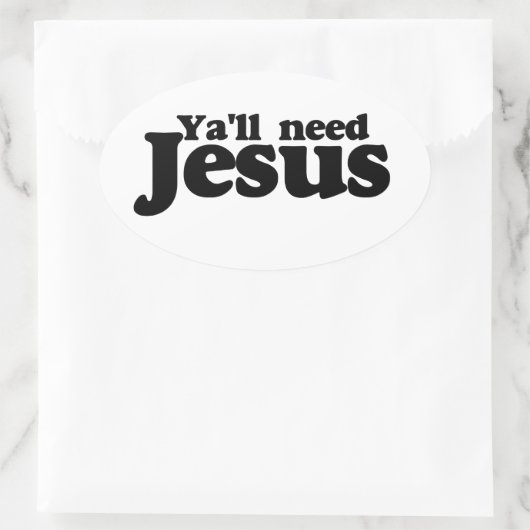 イエス様が必要だ 楕円形シール (バッグ)