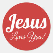 イエス様が愛すクラシックる丸ステッカー ラウンドシール (正面)