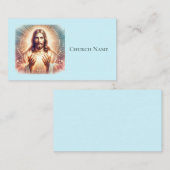 イエス様が手を歓迎する水色（青） 名刺 (正面/裏面)