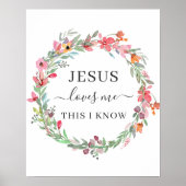 イエス様が私を愛する水彩リースポスター ポスター (正面)