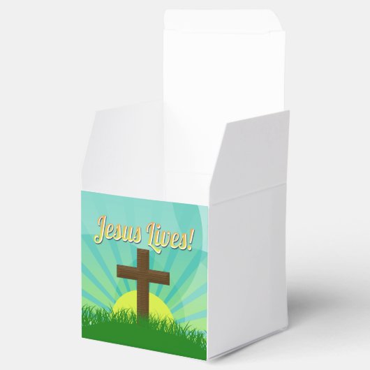 イエス様が青と茶色のキリスト教のイースタークロスに住む フェイバーボックス (オープン)