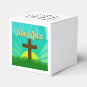 イエス様が青と茶色のキリスト教のイースタークロスに住む フェイバーボックス (裏面サイド)