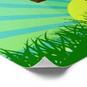 イエス様が青と茶色のキリスト教のイースタークロスに住む ポスター (角)