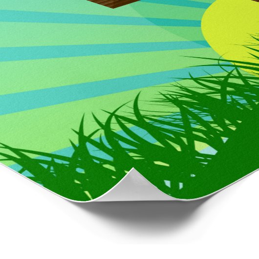 イエス様が青と茶色のキリスト教のイースタークロスに住む ポスター (角)