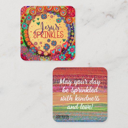 イエス様が~を振りかける感動的な親切カード スクエア名刺 (正面/裏面)