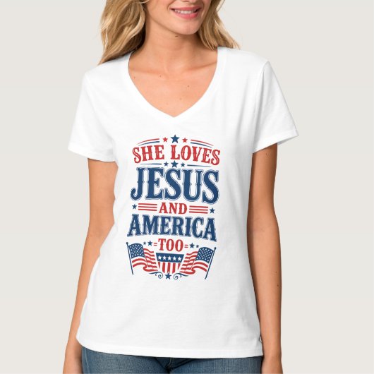 イエス様とアメリカを愛する人へ Tシャツ (正面)