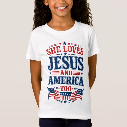イエス様とアメリカを愛する人へ Tシャツ (正面)