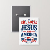 イエス様とアメリカを愛す 缶バッジ (正面/裏面)
