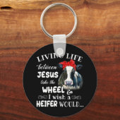 イエス様とイエス様の間の生き物は、私が願う車に乗る キーホルダー (正面)