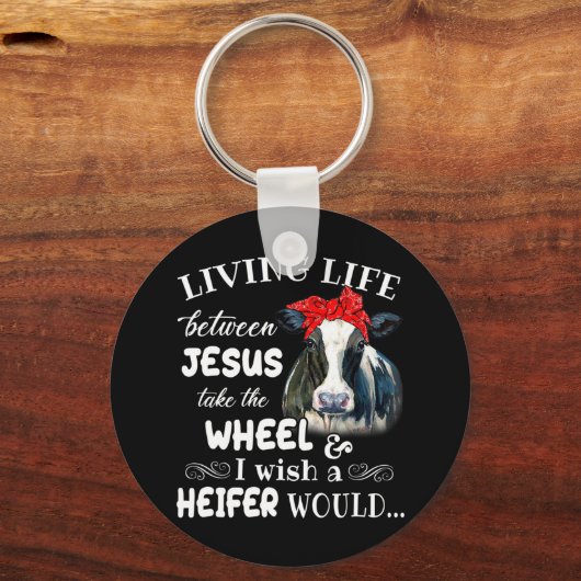 イエス様とイエス様の間の生き物は、私が願う車に乗る キーホルダー (正面)