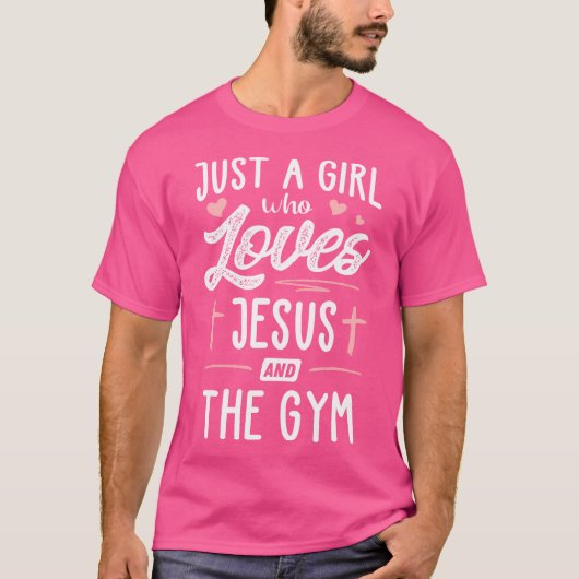 イエス様とジムのギフト女性を愛する女の子にすぎない Tシャツ (正面)