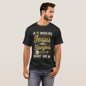イエス様とバンジョー キリスト教ブルーグラス Tシャツ (正面フル)
