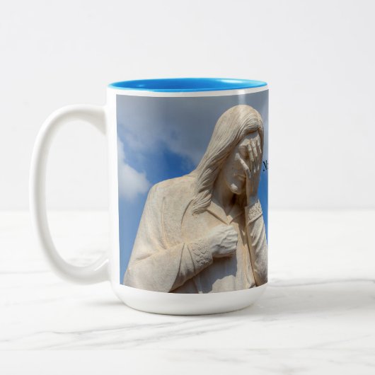 イエス様にも限界があるおもしろいパパジョーク名を付ける ツートーンマグカップ (左)