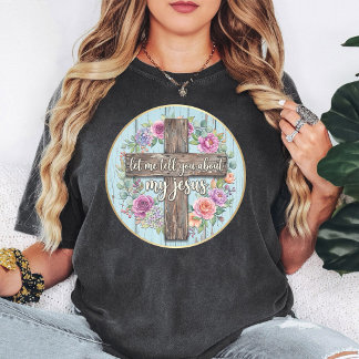 イエス様のことをお話させてください フローラルクロス Tシャツ