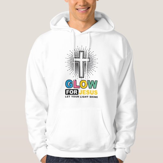 イエス様のために輝く キリスト教の十字架 ライトTシャツ デザイン パーカ (正面)