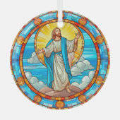 イエス様のステンドグラスが天国へ ガラスオーナメント (正面)