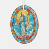 イエス様のステンドグラスが天国へ ガラスオーナメント (正面左)