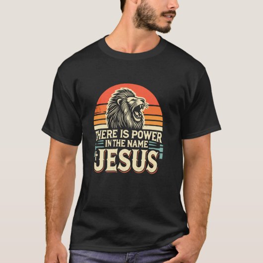 イエス様の信仰の力があるライオン・クリスチャン Tシャツ (正面)