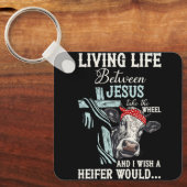 イエス様の命は私が望む車に乗る キーホルダー (正面)