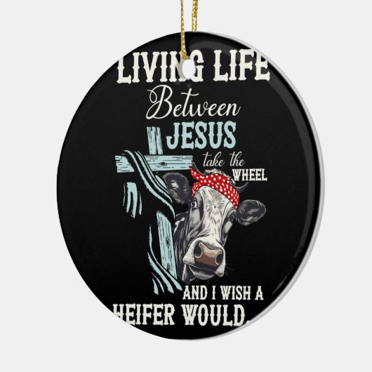 イエス様の命は私が望む車に乗る セラミックオーナメント (左)