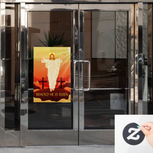 イエス様の復活祭が復活するのを見る ウィンドウサイン (オフィスドア)