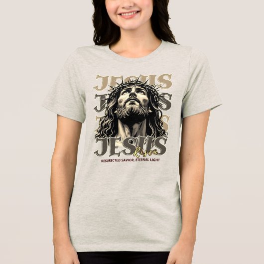 イエス様の復活 – イエス・キリスト芸術的 トライブレンドTシャツ (正面)