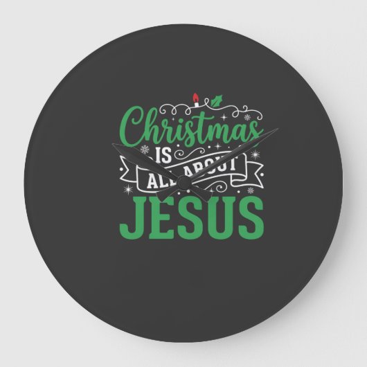 イエス様の愛が伝えるクリスマス タイポグラフィ ラージ壁時計 (正面)