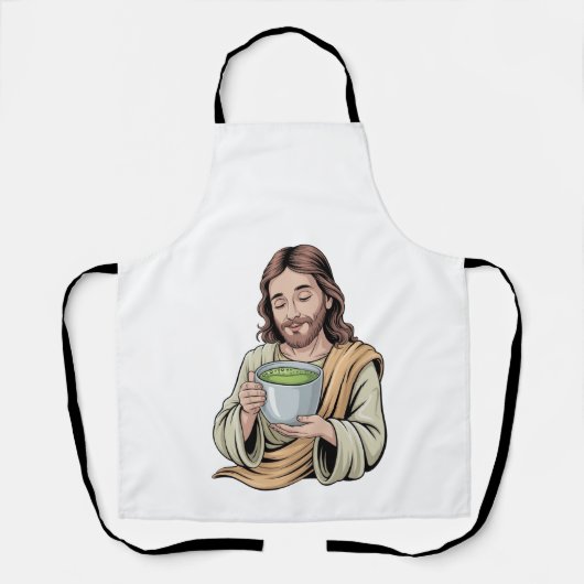 イエス様の抹茶ドリンク クリスチャン  エプロン (正面)