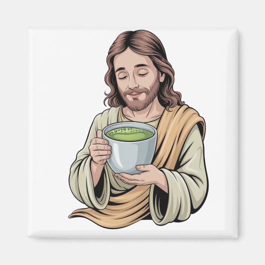 イエス様の抹茶ドリンク クリスチャン マグネット (正面)