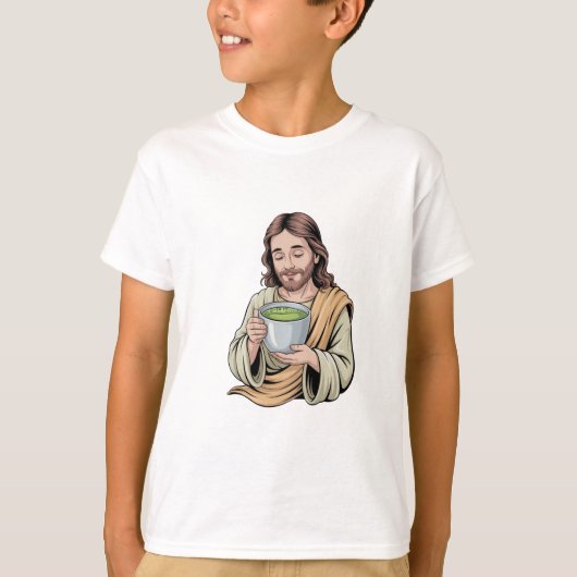 イエス様の抹茶ドリンク クリスチャン Tシャツ (正面)