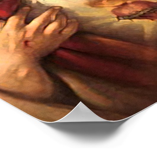 イエス様の祈りのハートの祈りのイメージ。 ポスター (角)