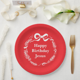 イエス様の誕生日おめでとう | 手描きのボウクリスマス ペーパープレート