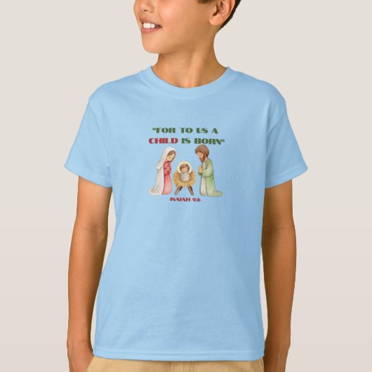 イエス様の誕生 - クリスマス テーマ Tシャツ (正面)