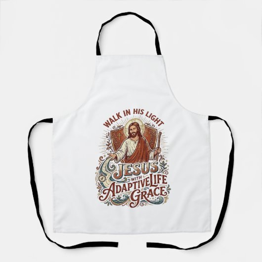 イエス様の障害激励Tシャツ インスピレーション エプロン (正面)