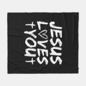 イエス様はイエス様を愛する フリースブランケット (正面(横))