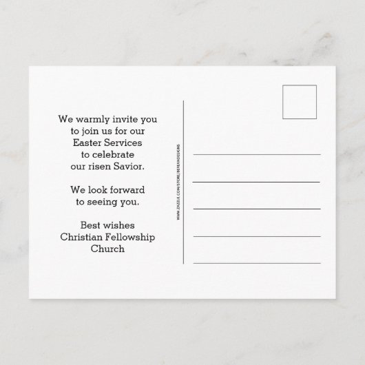 イエス様はイースター教会のサービスを私カスタマイズに復活 インビテーションポストカード (裏面)