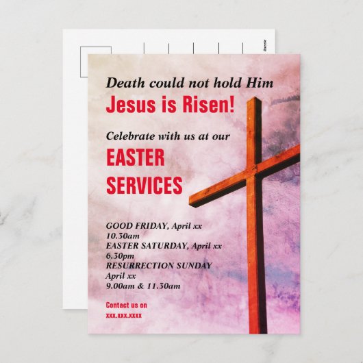 イエス様はイースター教会のサービス招待状を復活 シーズンポストカード (正面/裏面)