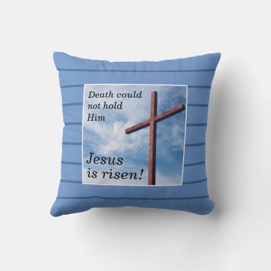 イエス様はカスタマイズ可能な青いキリスト教の復活祭を復活 クッション (裏面)