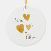 イエス様はクリスマスの飾り名前をカスタムするが大好き セラミックオーナメント (正面)
