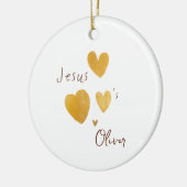 イエス様はクリスマスの飾り名前をカスタムするが大好き セラミックオーナメント (左)