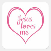 イエス様はハートで私を愛している スクエアシール (正面)