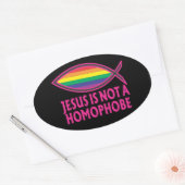 イエス様は同性愛者のステッカーではない 楕円形シール (封筒)