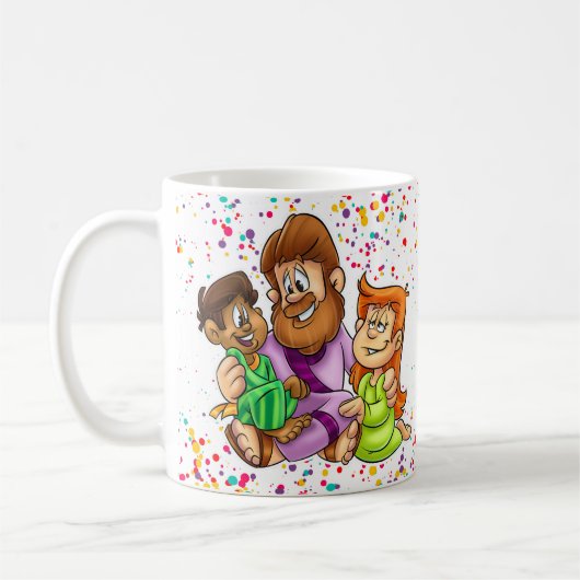 イエス様は子供とマグカップ コーヒーマグカップ (左)