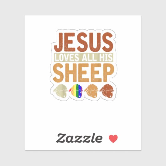 イエス様は彼の羊のキリスト教のレインボーLgbを愛している シール (シート)